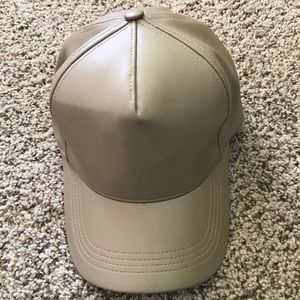 Tan faux leather baseball cap Velcro back